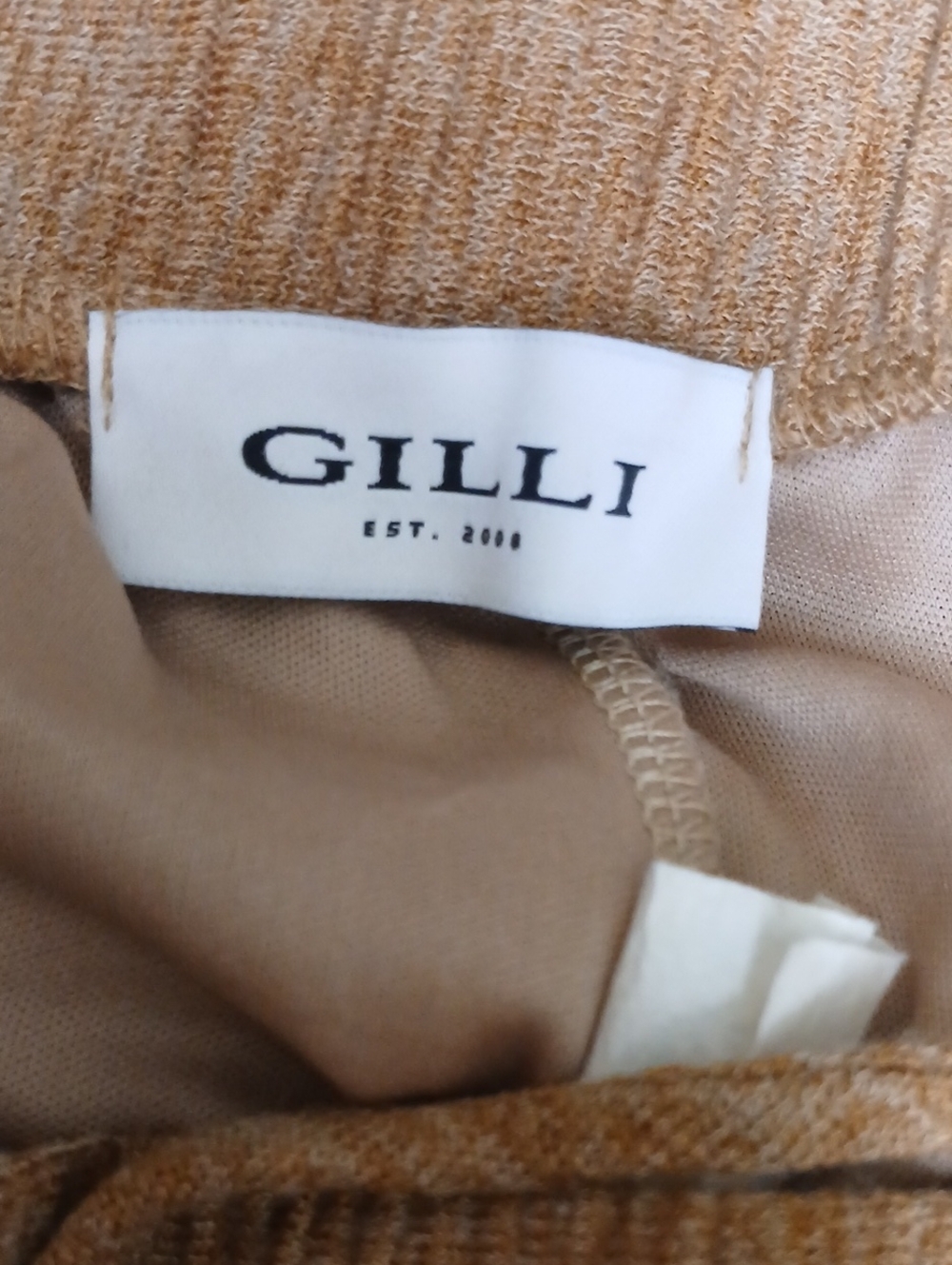Gilli Ribbed Drawstring Wide-Leg Pants - Rusty Tan Size Medium - Picture 7 of 8
